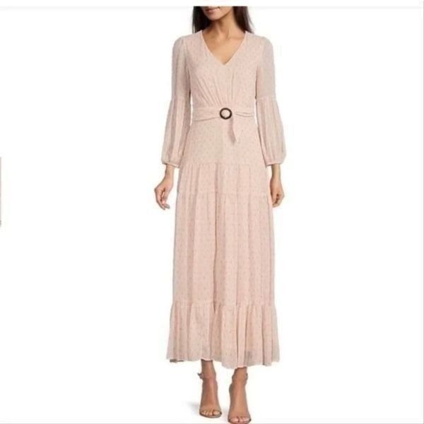 Taylor Pink Light Polka Dot Maxi Dress