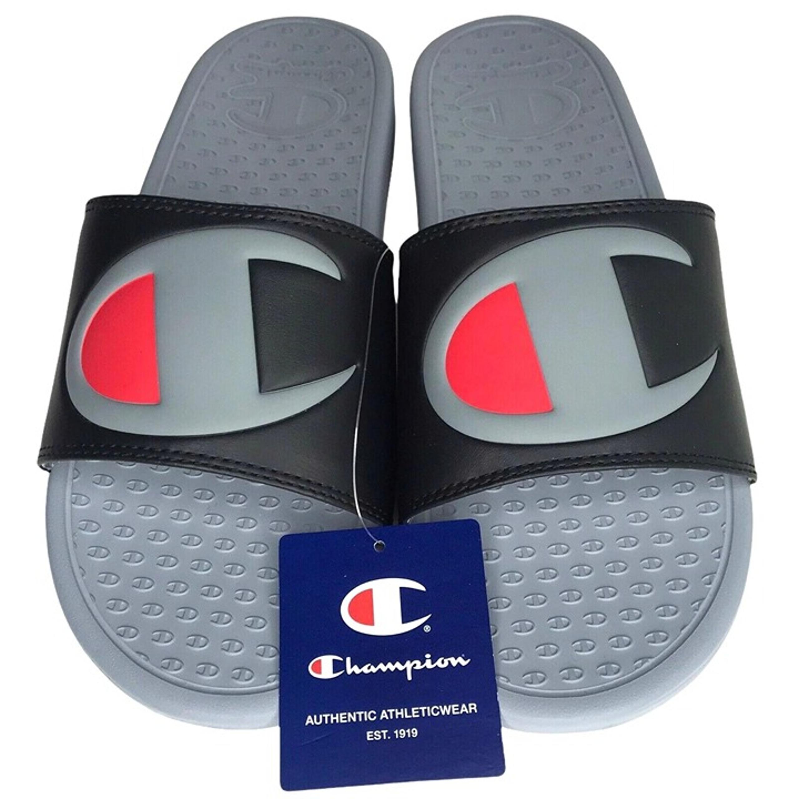 Champion Men's Slide Sandals Size 9 Black-Gray-Red Lightweight & Comfortable