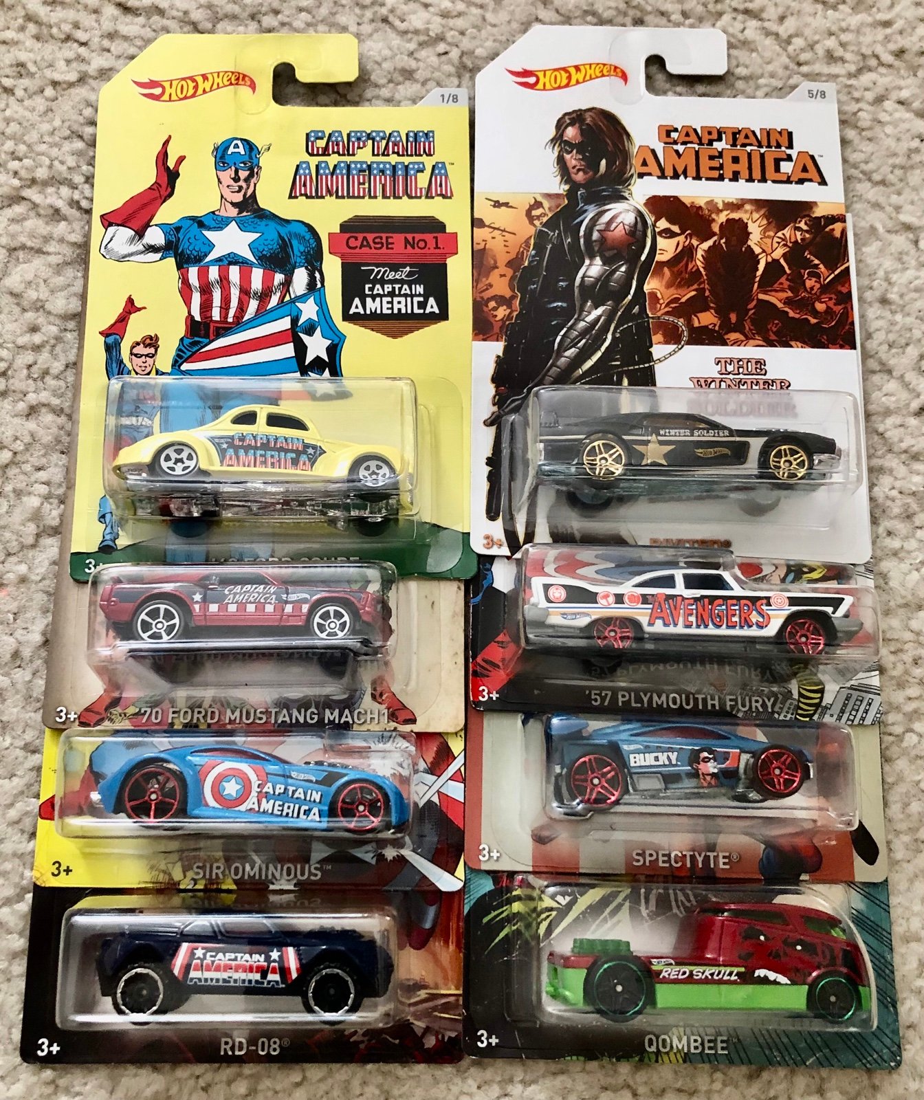 Hot Wheels Exclusive Marvel Captain America Complete Set (8)
