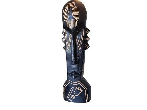 WOOD HAND CARVED FACE TRIBAL AFRICAN ART 16-3/4 table or wall decor