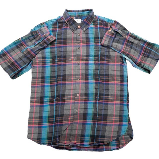 Paul Smith Men's L Button Down Shirt Gray Plaid Tailored Fit Long Sleeve