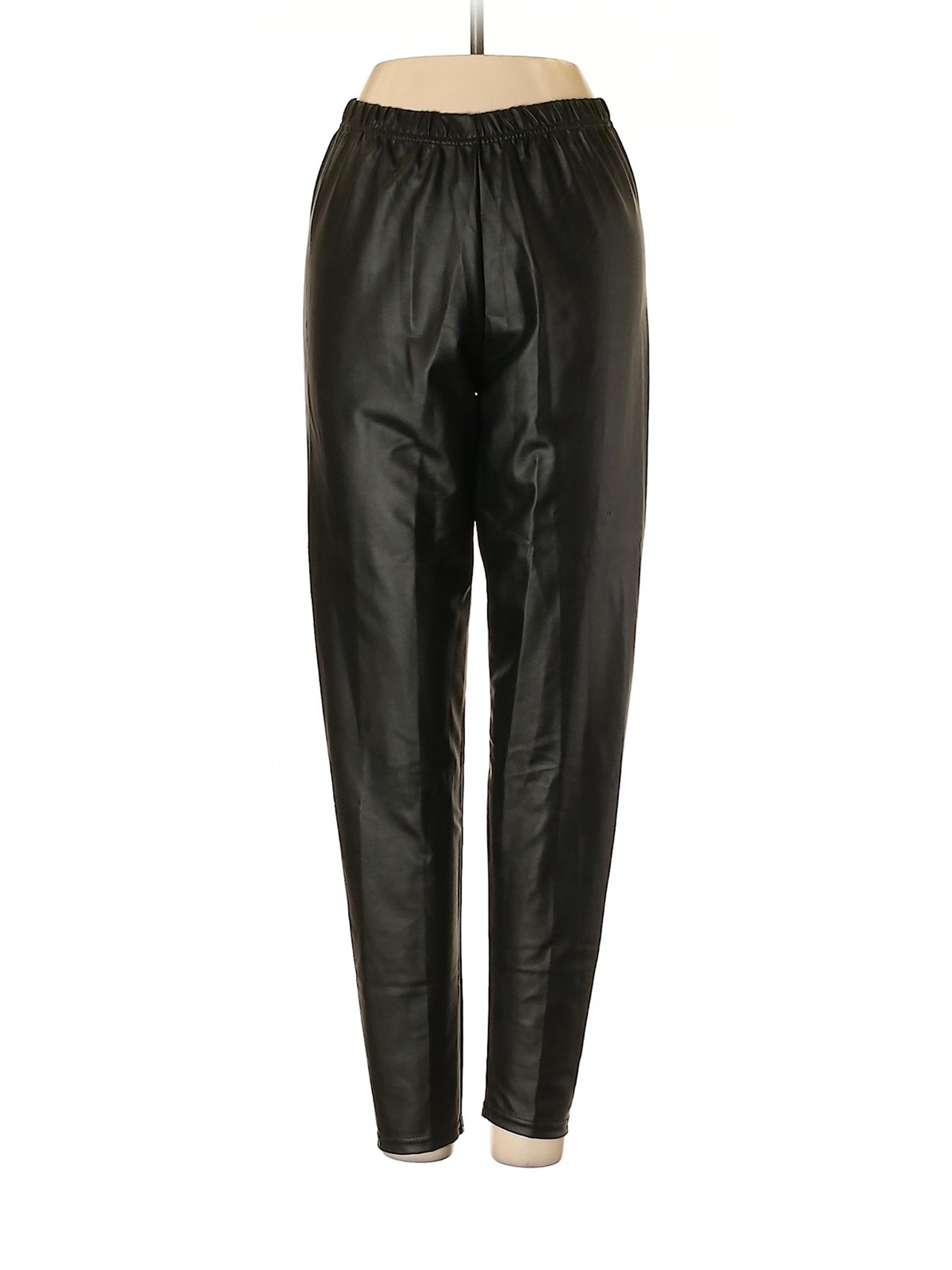 Xhiliration Black Faux Leather Leggings S