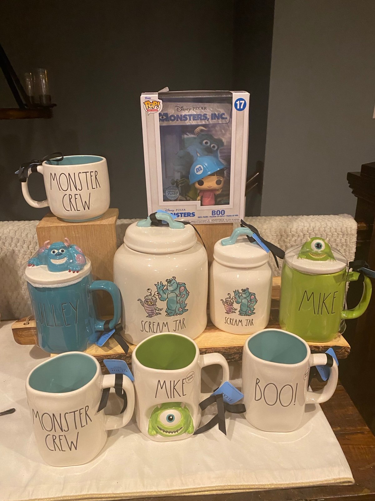 Rae Dunn Monsters Inc. bundle 2 canisters, 6 mugs, Funko (17)