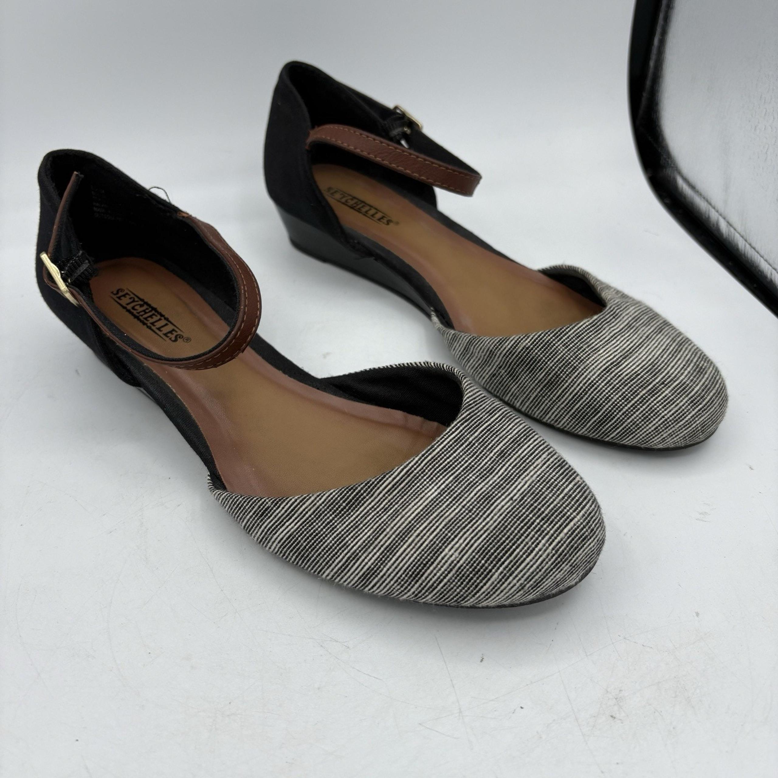 Seychelles Anthropologie Sandals Womens Size 8.5 Begonia Canvas Wedge