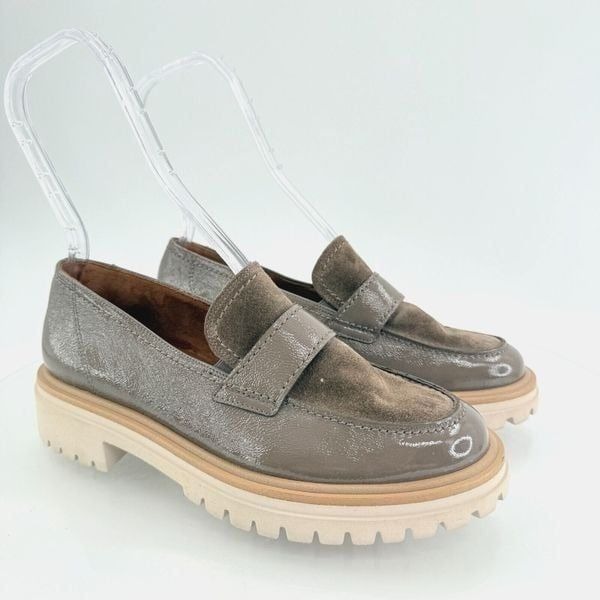 Paul Green Urban Loafer Taupe Suede Block Heal Round Toe Chunky Size 4.5UK 7US