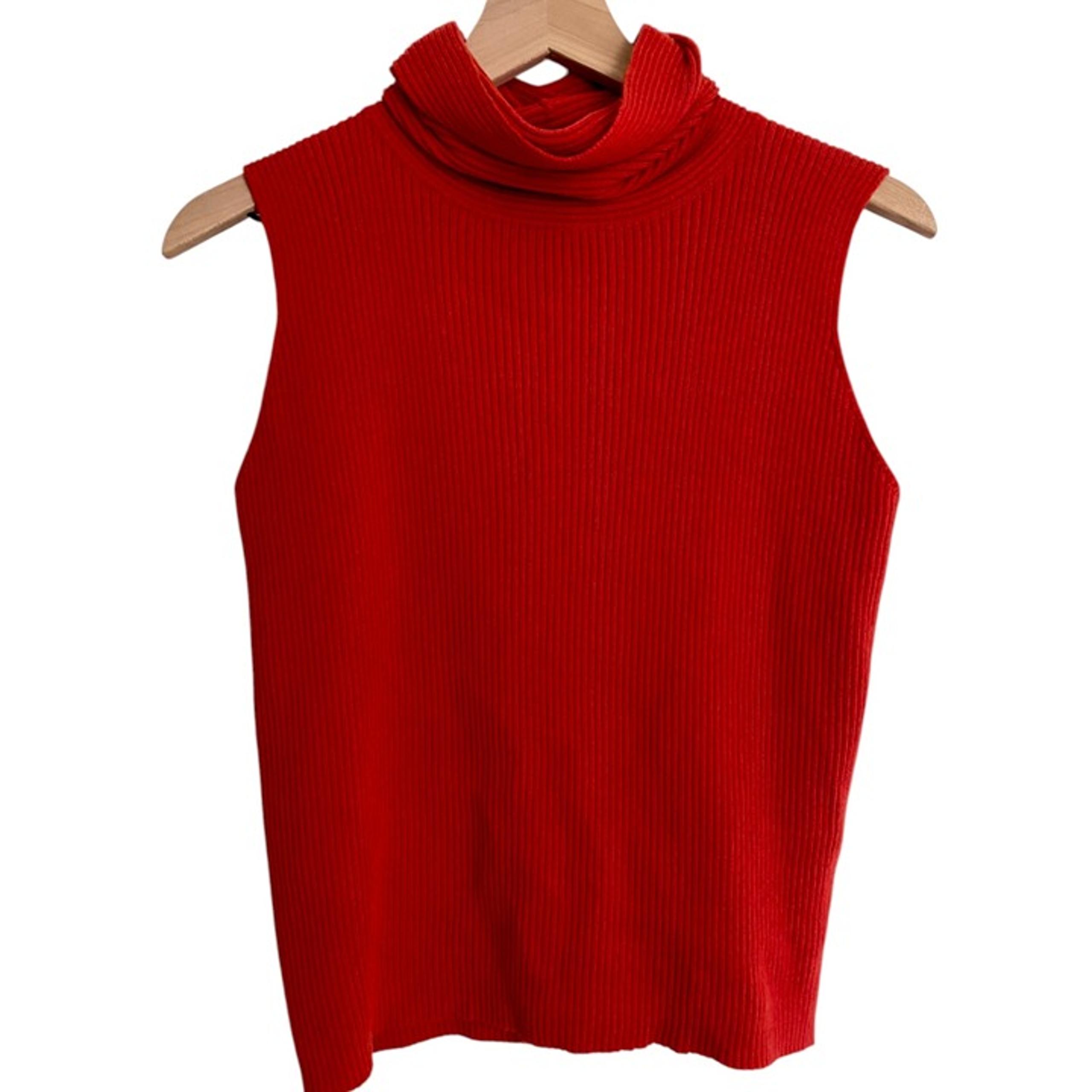 Eileen Fisher 100% Merino Wool Ribbed Sleeveless Turtleneck L