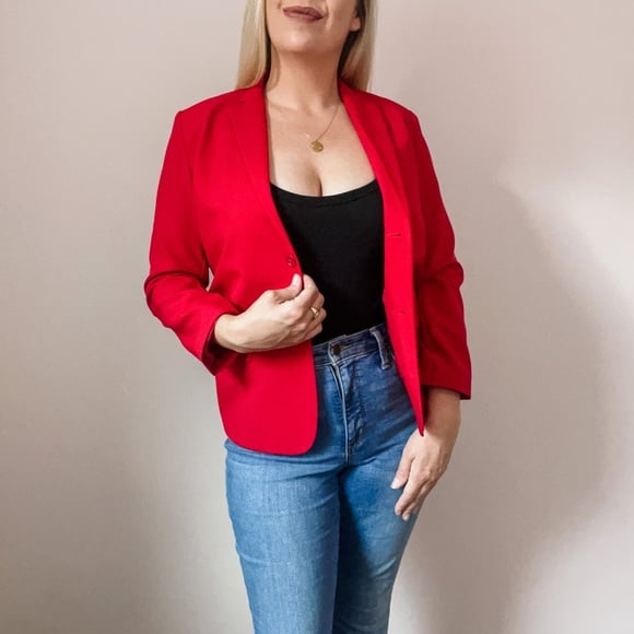 Red Double Button Blazer