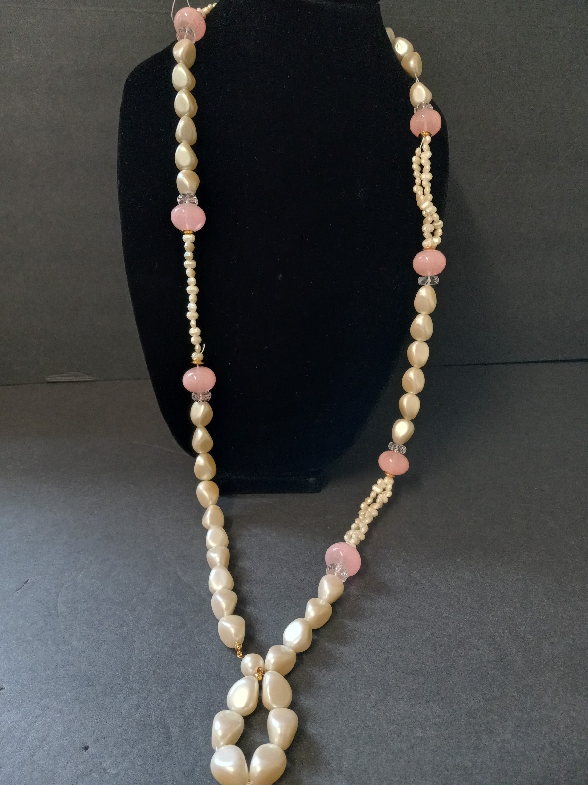 Vintage Freshwater Pearl and rose quartz necklace