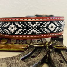 Beaded leather dog collar