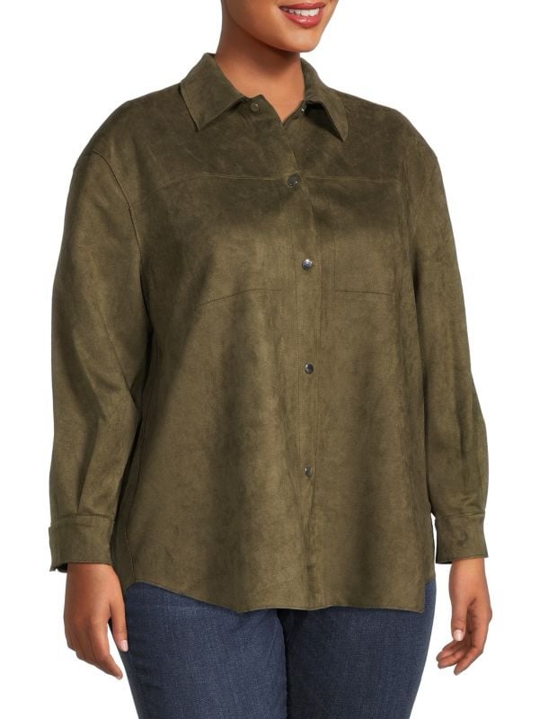 TRUTH BY REPUBLIC Plus Faux Leather Shirt Jacket