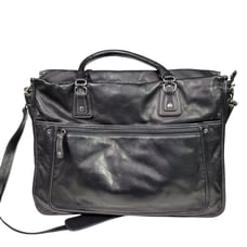 Levenger Leather Laptop Bag Black Padded Sleeve Shoulder Strap Handles Briefcase