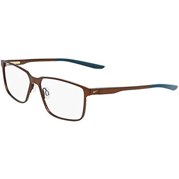 NEW NIKE 8048 212 Satin Walnut Eyeglasses 55mm with Turquoise Tips & Nike Case