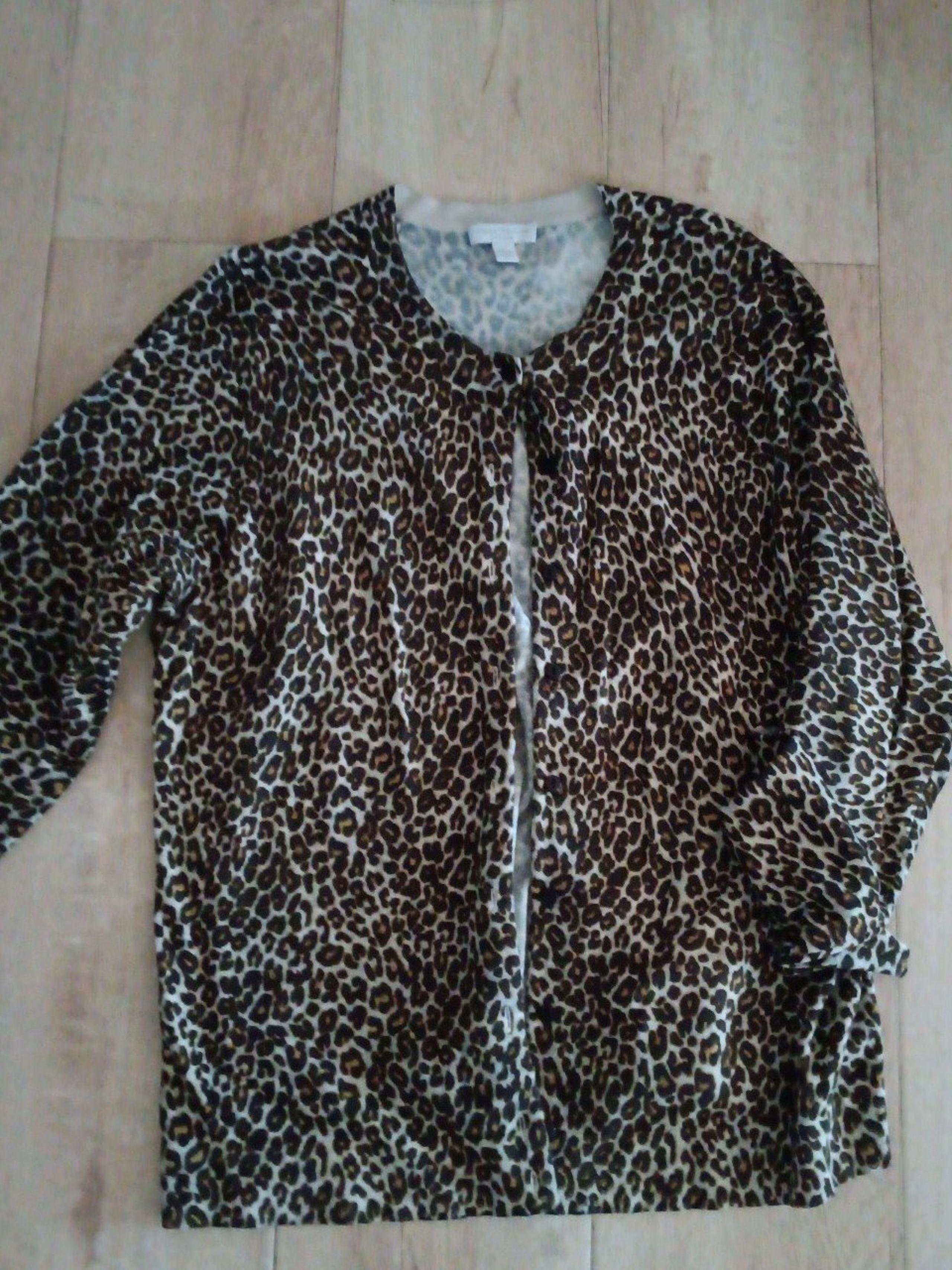 Charter club leopard animal print button down cardigan sweater 1x 16 18