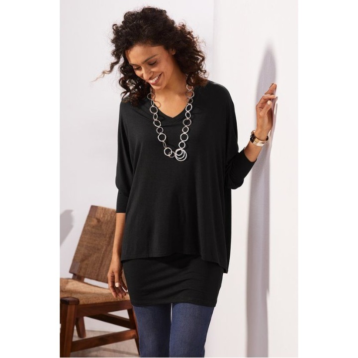 Soft Surroundings Indeevar Tunic Black V Neck M