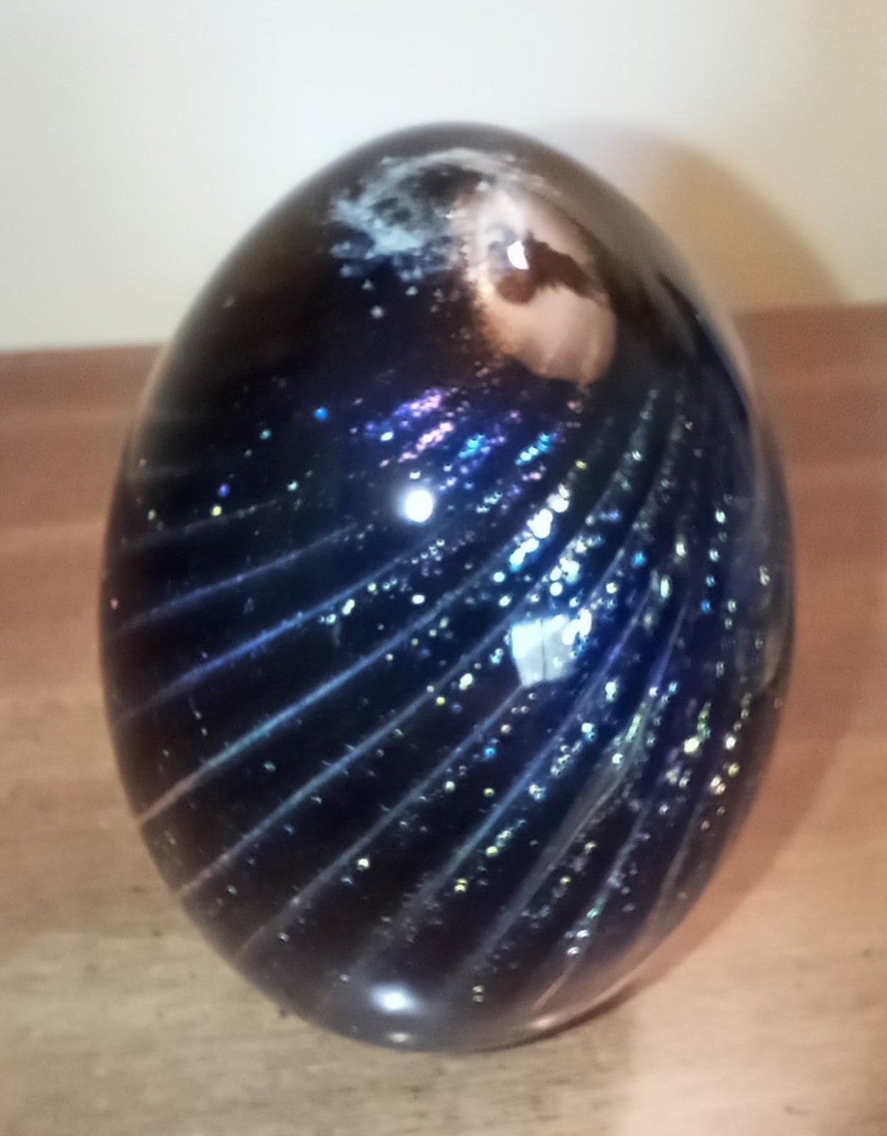 Robert Eickholt Dichroic Swirl Art Glass Paperweight