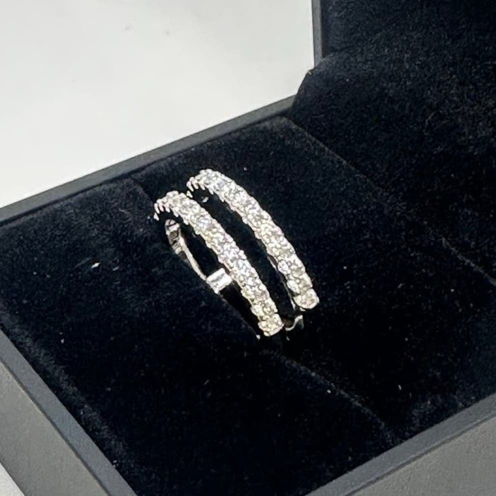Moissanite Diamond Wedding Ring Enhancer GRA Double Row Band Brilliant Size 8.5