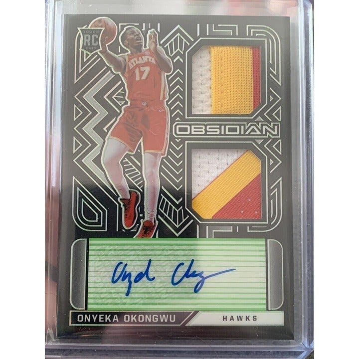 2021 Onyeka Okongwu Obsidian 3 Color RPA Rookie Jersey Ink 12/15 Atlanta Hawks