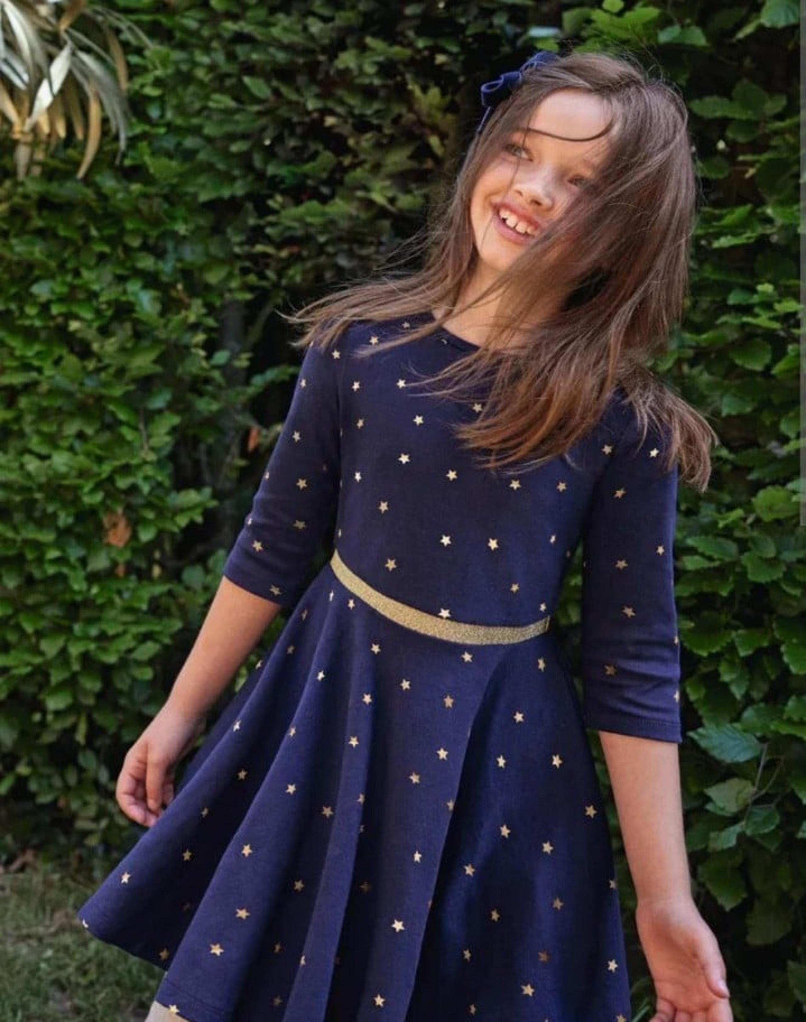 Mini  BODEN girls Foil Star Twirly Dress kids girls size 7 -8Y EUC