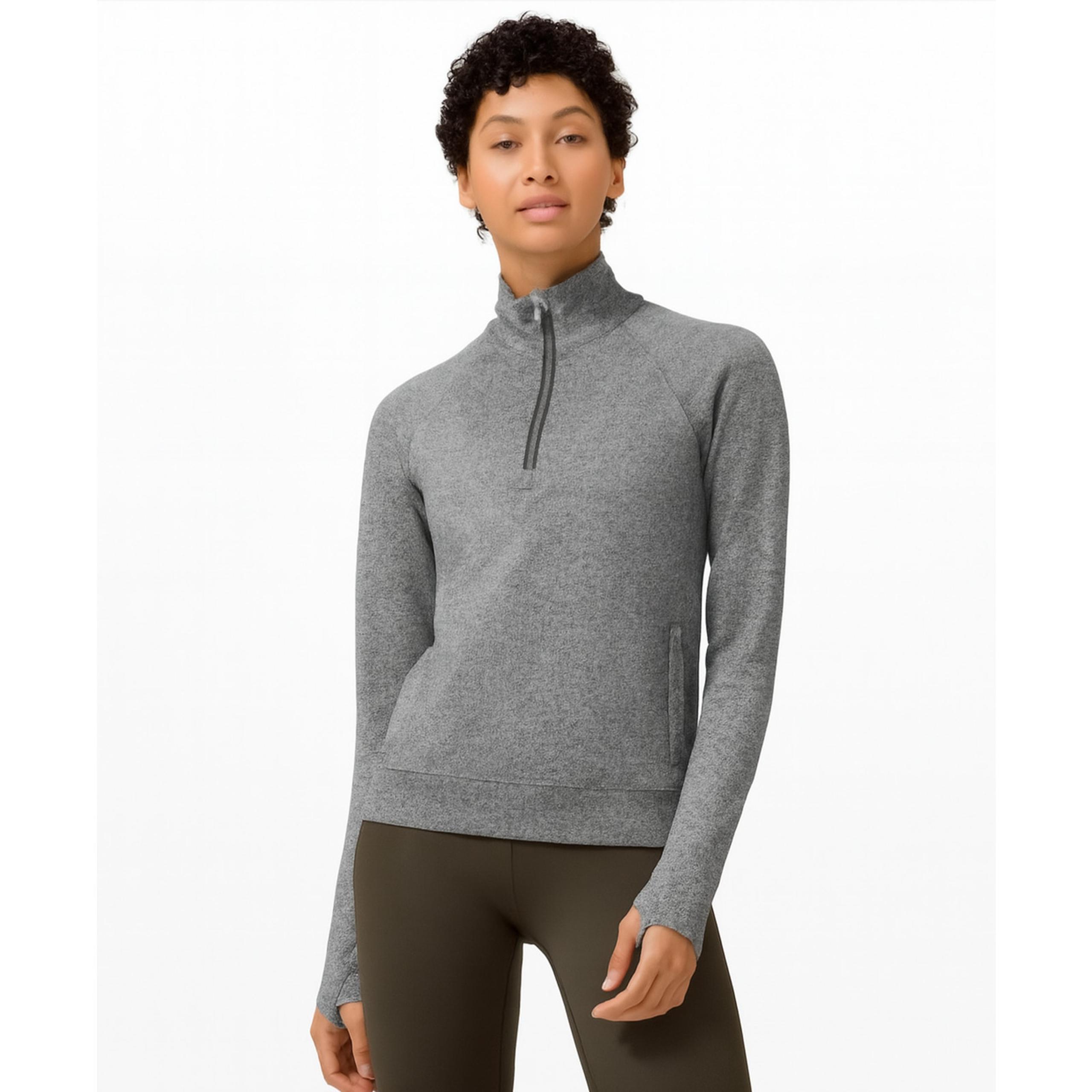 Lululemon Engineered Warmth 1/2 Zip Sweater Jacket Women's 10 Gray Merino Wool