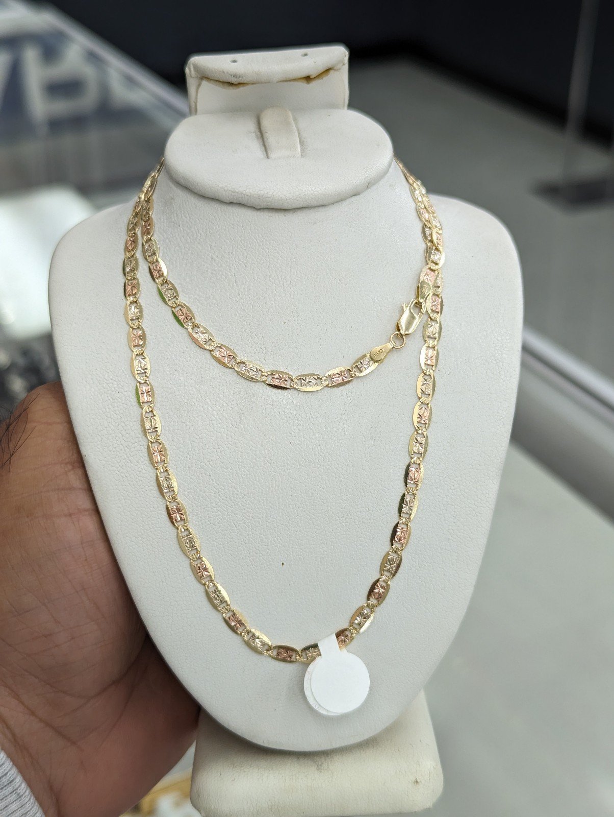 14kt Real Gold Solid Tricolor Valentino chain 3.7mm 22 inches
