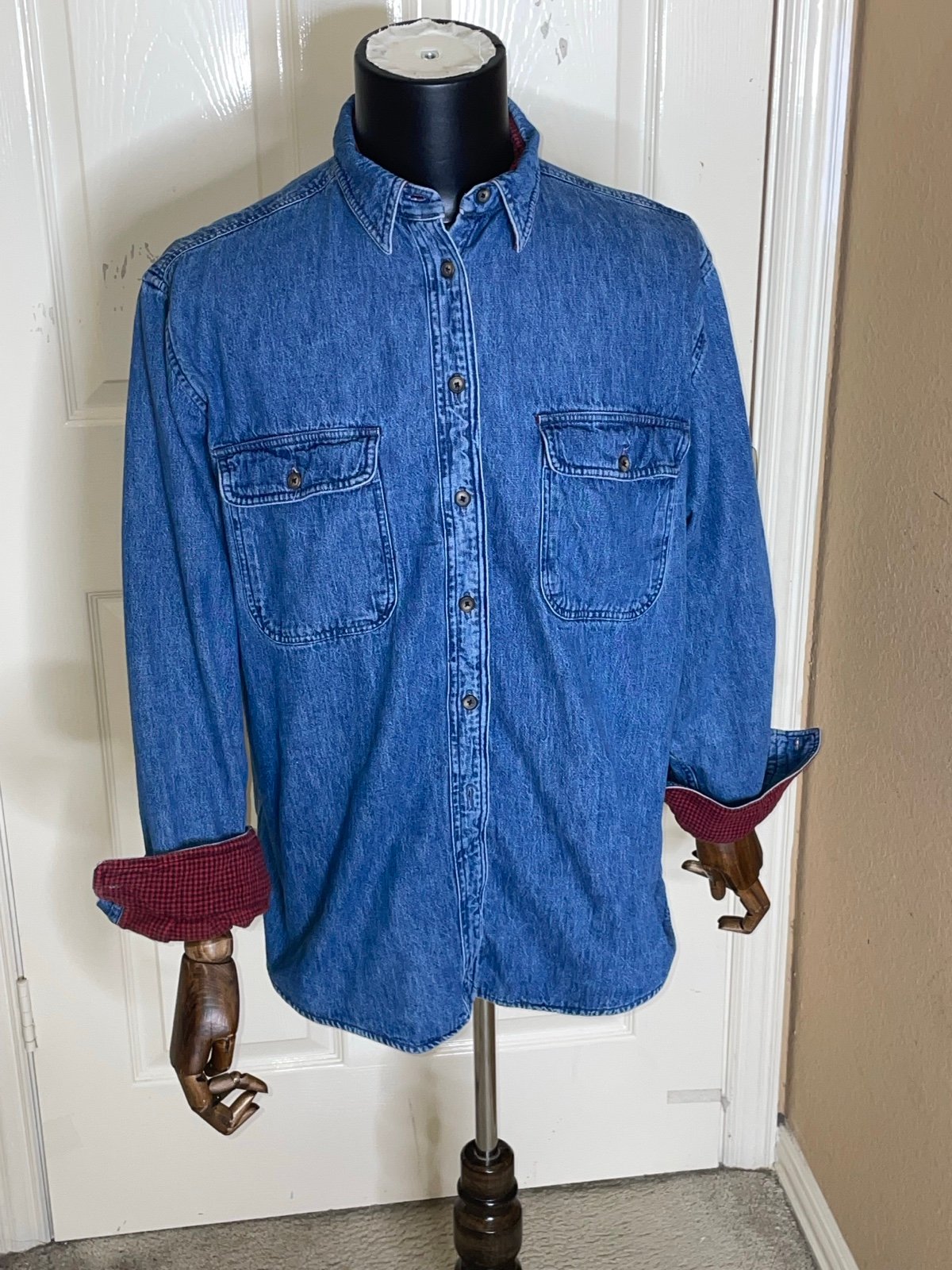 VTG L.L. BEAN Women’s Size X Large Denim Shacket Made in USA Flannel Lined Shirt