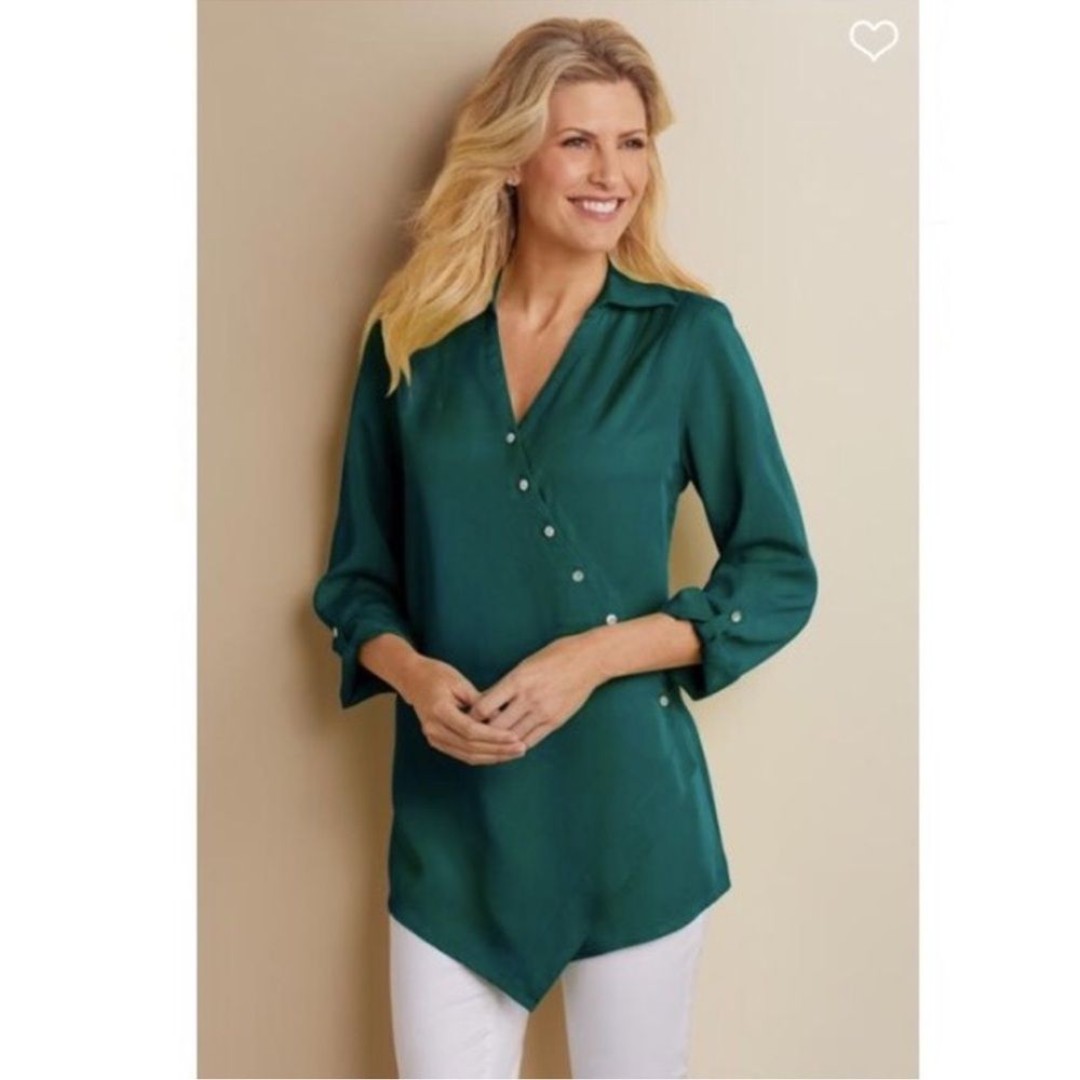 SOFT SURROUNDINGS Emerald Washed Tencel Tunic Size Medium NWT