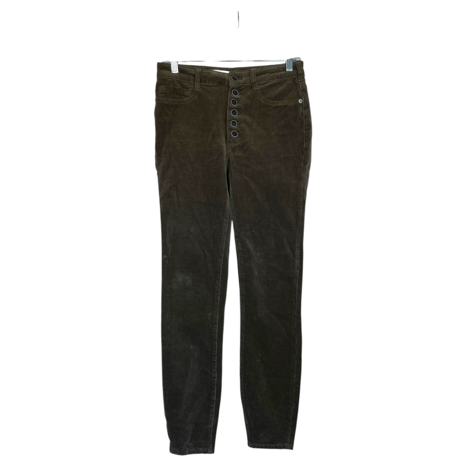 ANTHROPOLOGIE Pilcro Tapered Leg Green Stretch Corduroy Pants Size 28T Tall