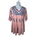 J.Marie Madeline Pink Embroidered Boho Swing Mini Dress Size Small