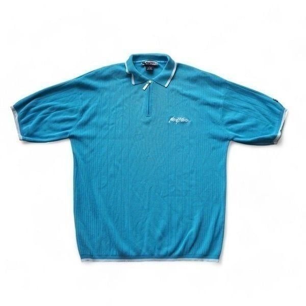 Johnny Blaze Vintage 90s Y2K Polo Style 1/4 Zip Shirt Blue / White Men's XL