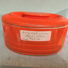 Hall for Westinghouse 1940's 1950's Orange Pottery with Lid