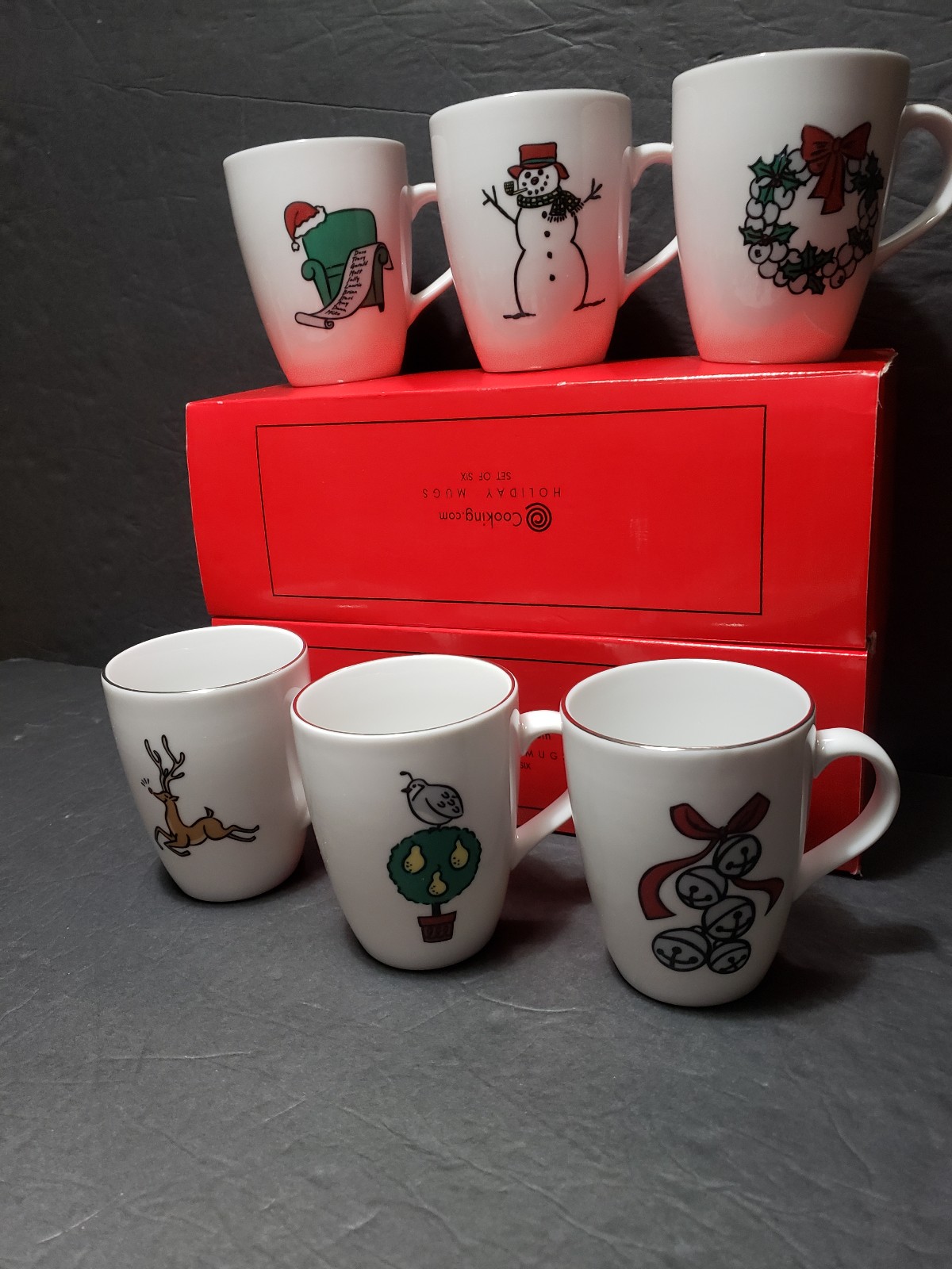 NEW! Set Of 6 COOKING.COM **Holiday** Coffee Mugs
