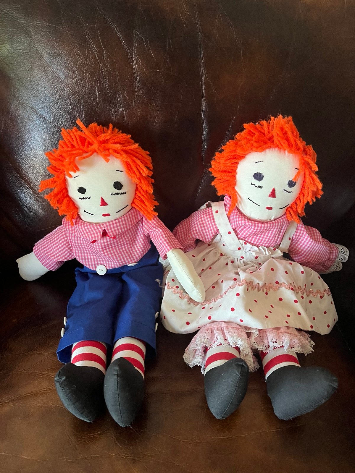 Raggedy Ann and Andy handmade stuffed animals 18” set