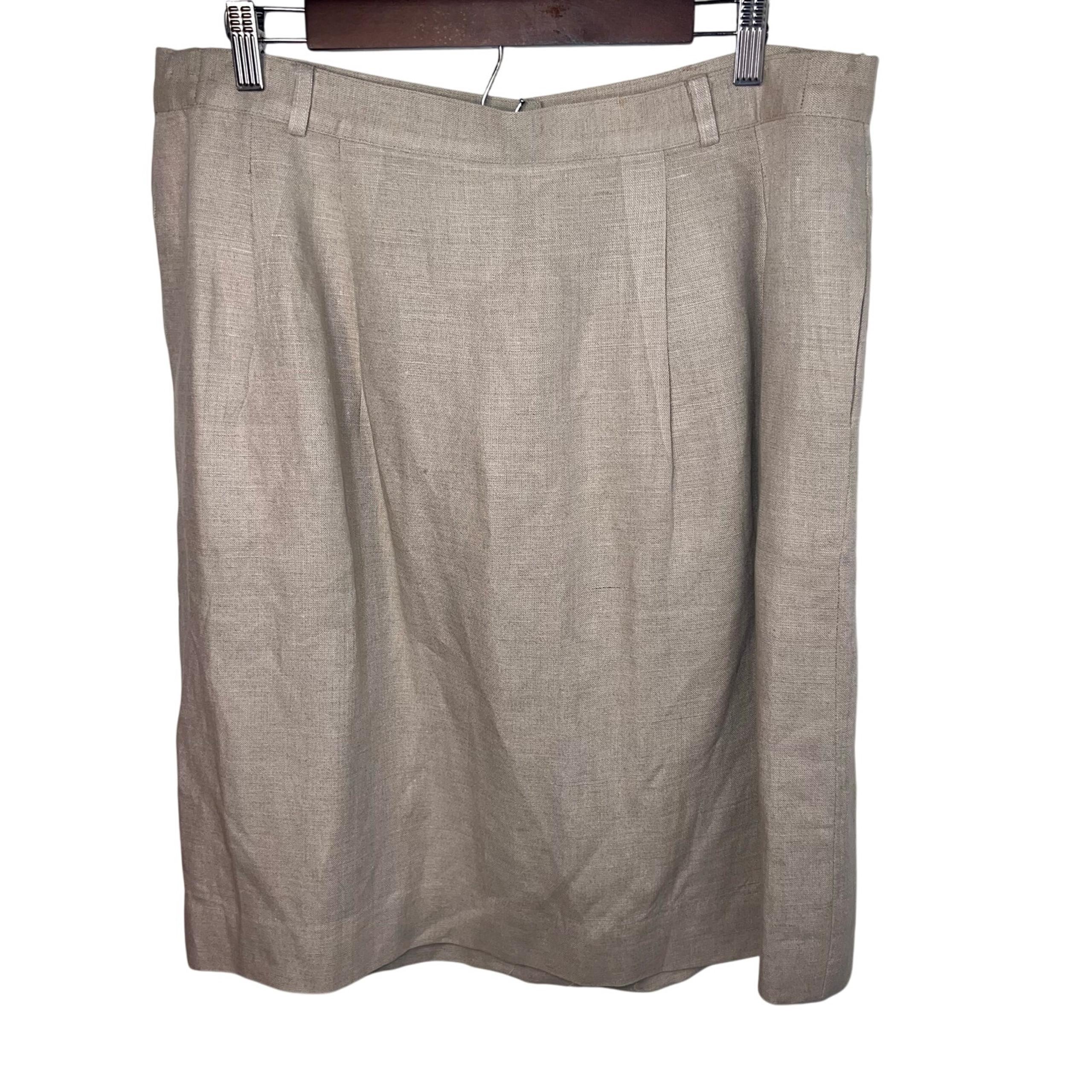 Orvis women’s size 20 linen A-line vintage lined classic preppy midi skirt  USA