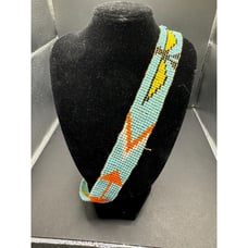 VTG Native American Indian Beaded Thunderbird Headband Hat Band Multicolor