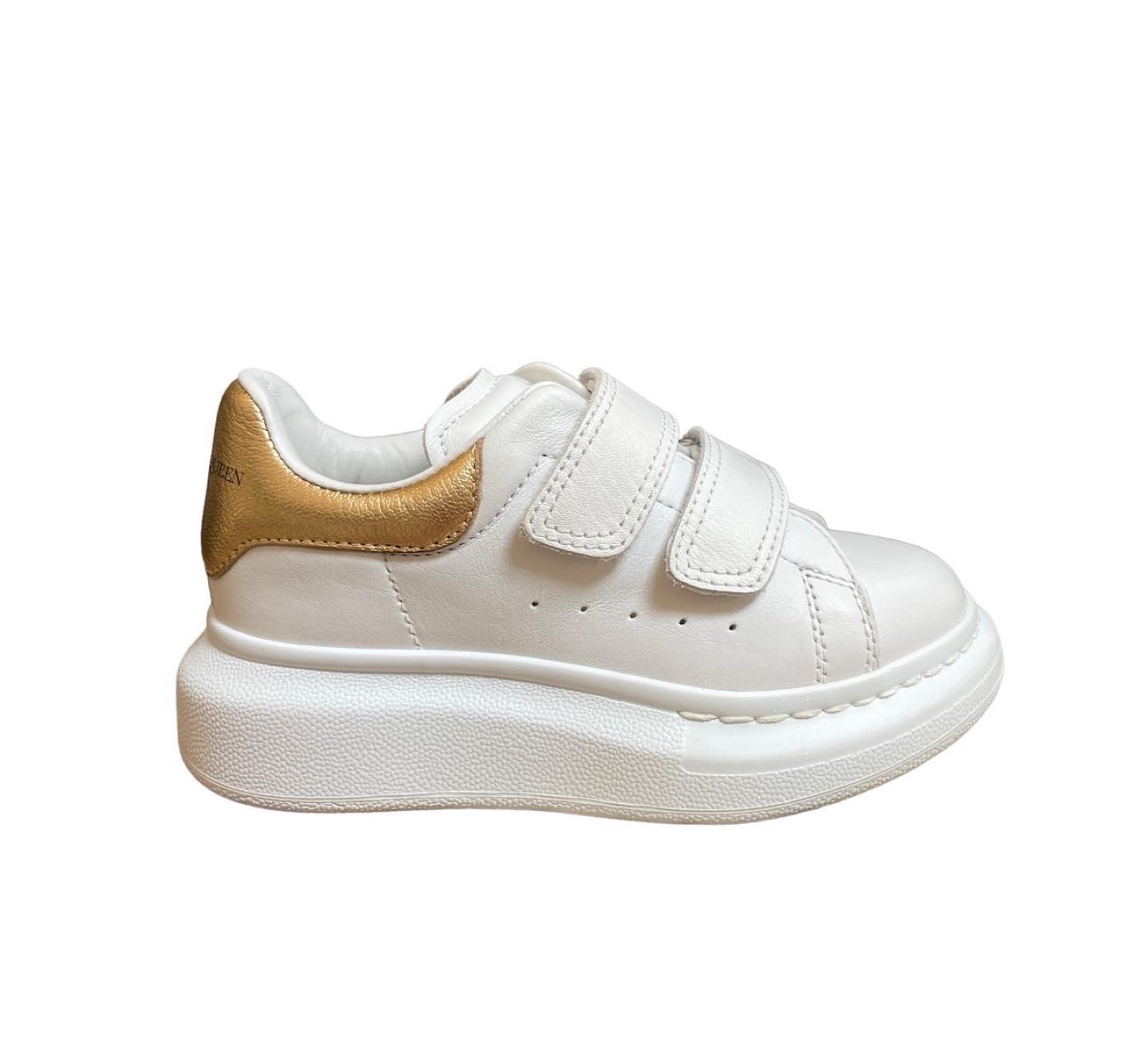 Alexander McQueen Leather Metallic Oversize Sneakers (Toddler)