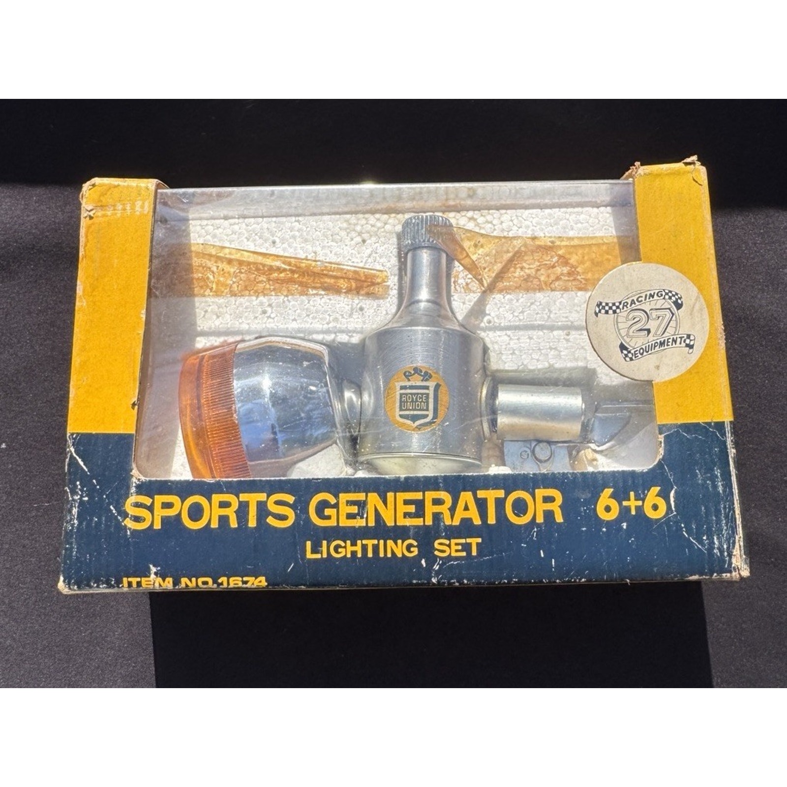 Vtg 1960’s ROYCE UNION Bicycle CHROME Generator Lighting Set Model 1674 New! T1