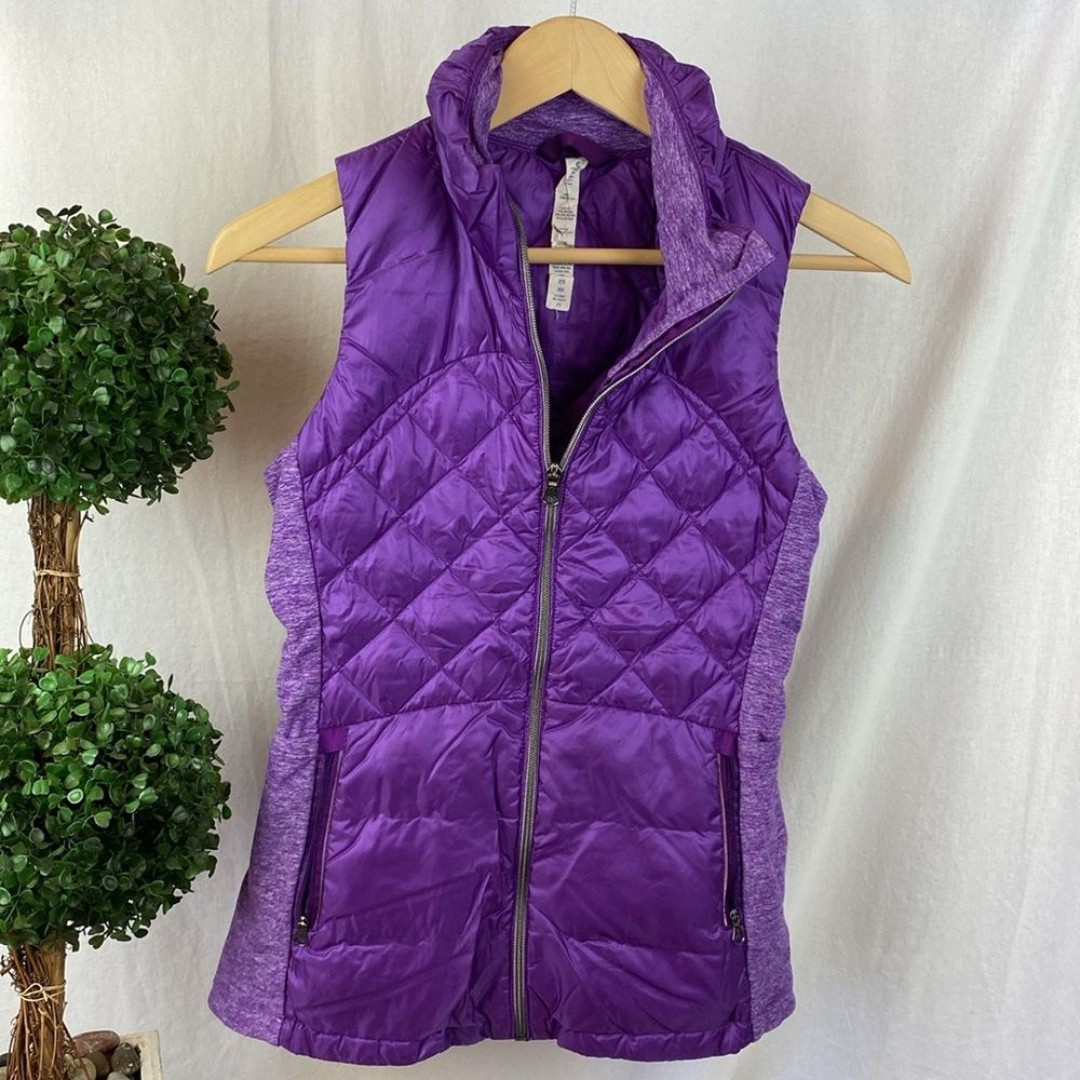 Lululemon Purple Sleeveless Zip Front Quilted Goose Down Puffer Vest 4