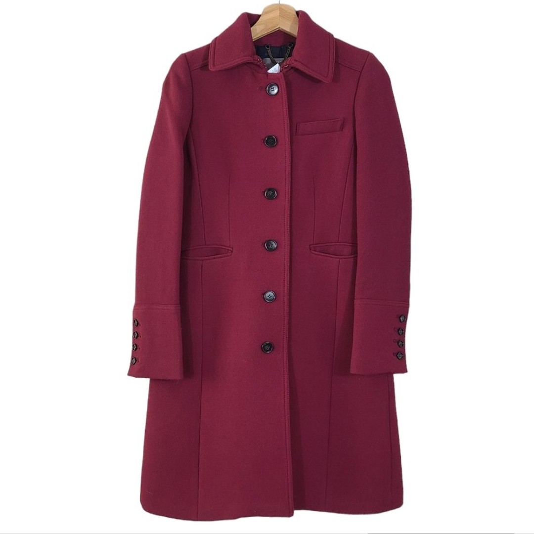 J.Crew Wool Ladies Day Coat Double-Cloth Italian Maroon Deep Red Burgundy
