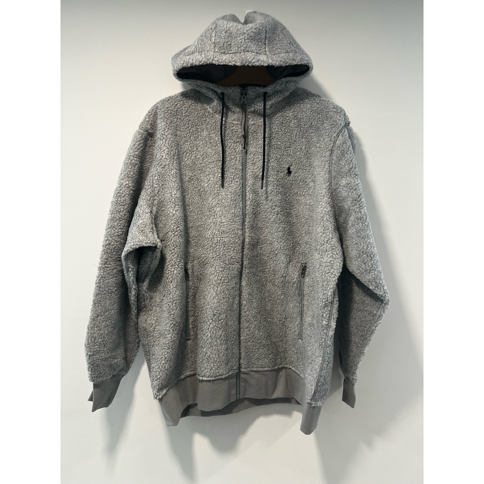 NWT Polo Ralph Lauren Sherpa Full-Zip Up Fleece Jacket Gray XXL