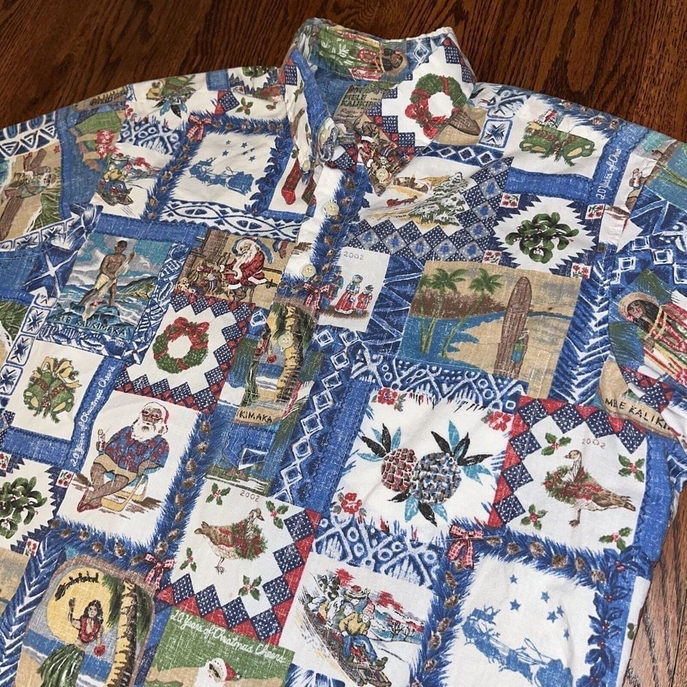 Reyn Spooner Limited Issue Mele Kalikimaka Short Sleeve Button Down Shirt Mens L