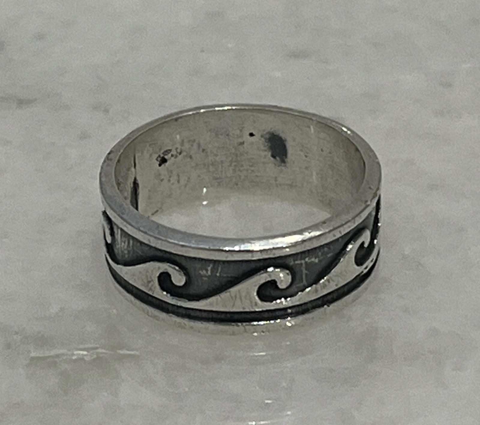 Sterling Silver 925 Mexico Nautical Ocean Wave Band Ring Size 7 - 8mm