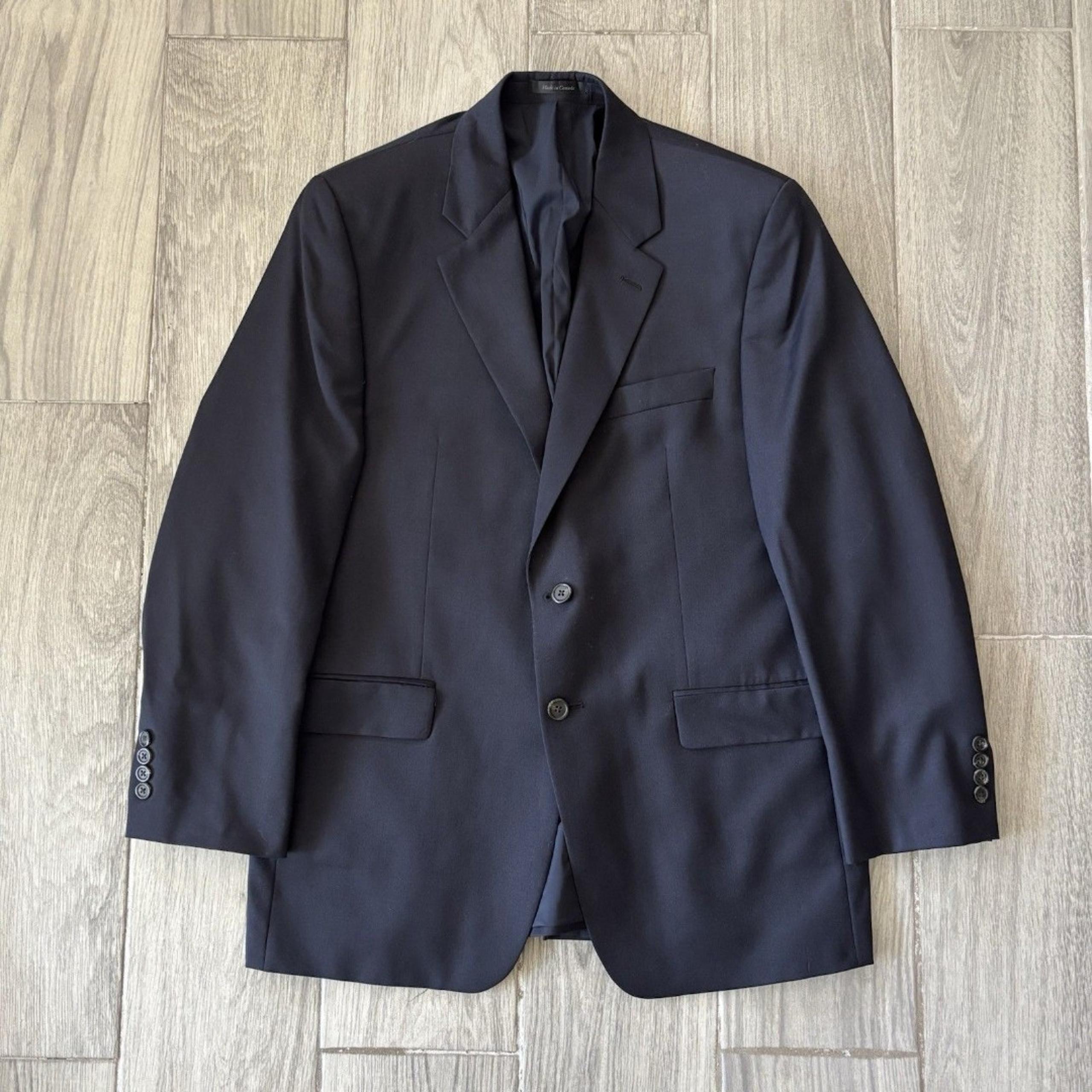 Lauren Ralph Lauren 42R Sport Coat Navy Blue 100% Wool Blazer Made in Canada