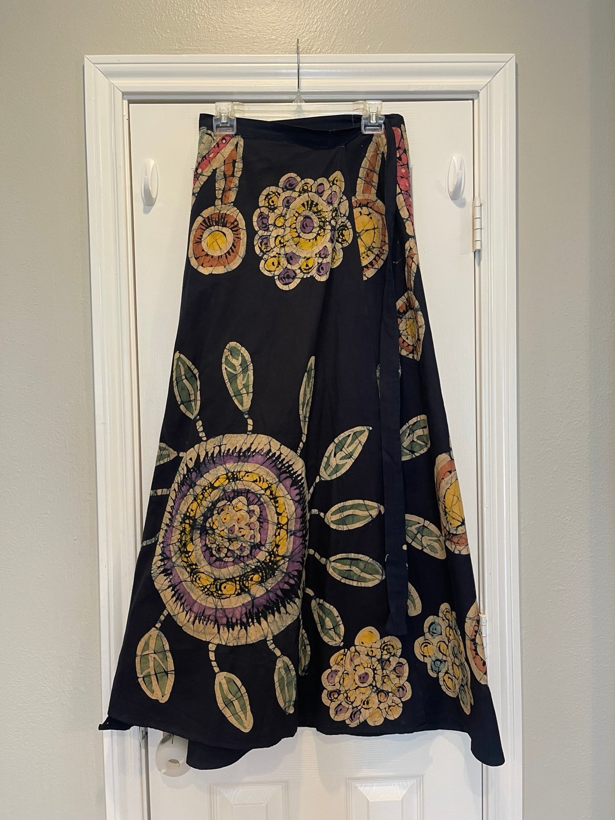 Unbranded One Of A Kind Maxi Wrap Skirt OS Hand Painted Artsy Boho Colorful