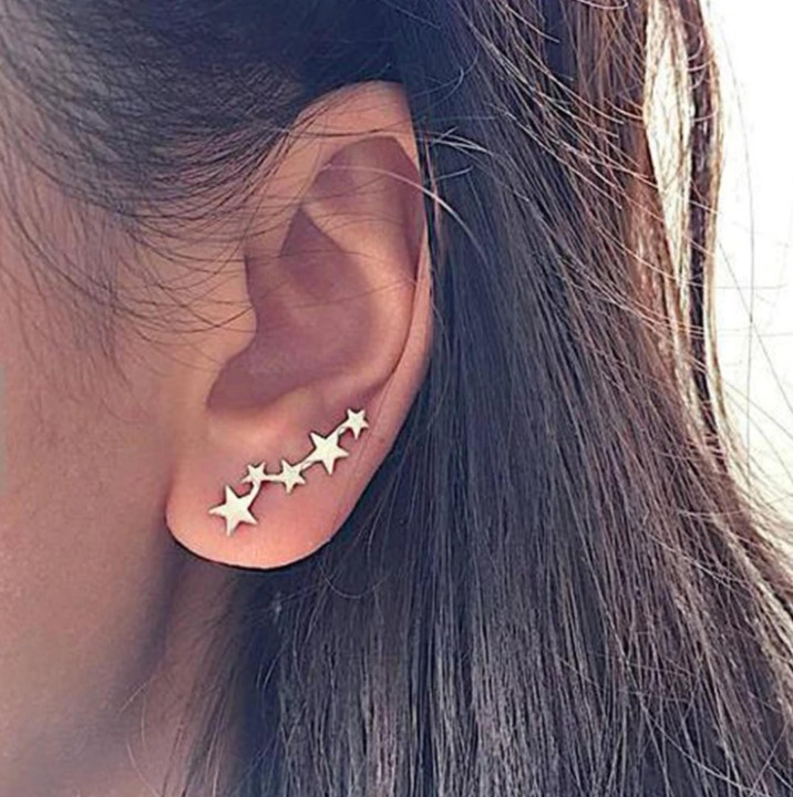 Stars Ear Climber Earrings (Gold)