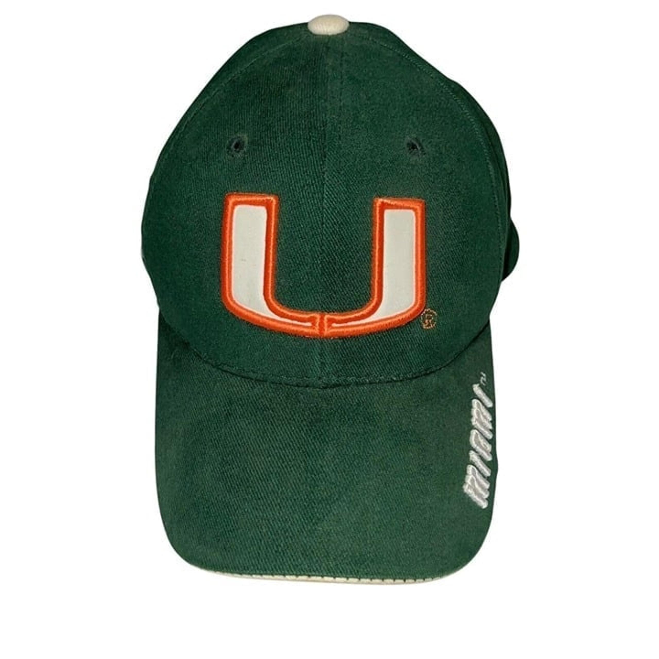 Vintage Miami Hurricanes Hat Mens Green Strapback Colosseum Baseball Hat Cap
