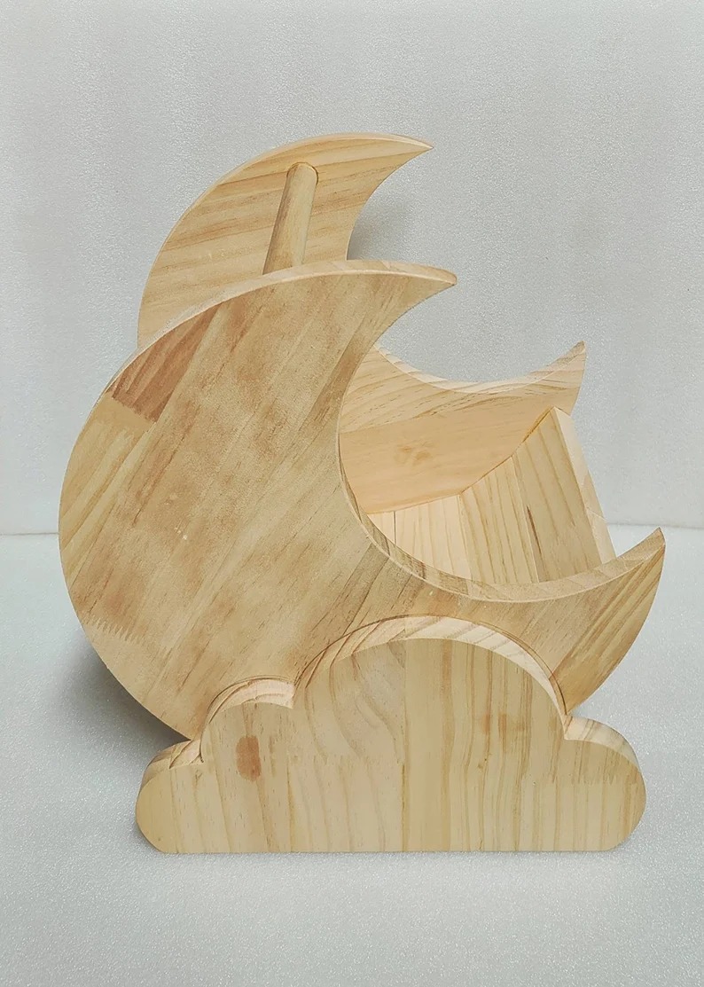 Large Moon with Cloud Wood Bed Play House Kiln Dried Chew Safe Small Pet Chinchi