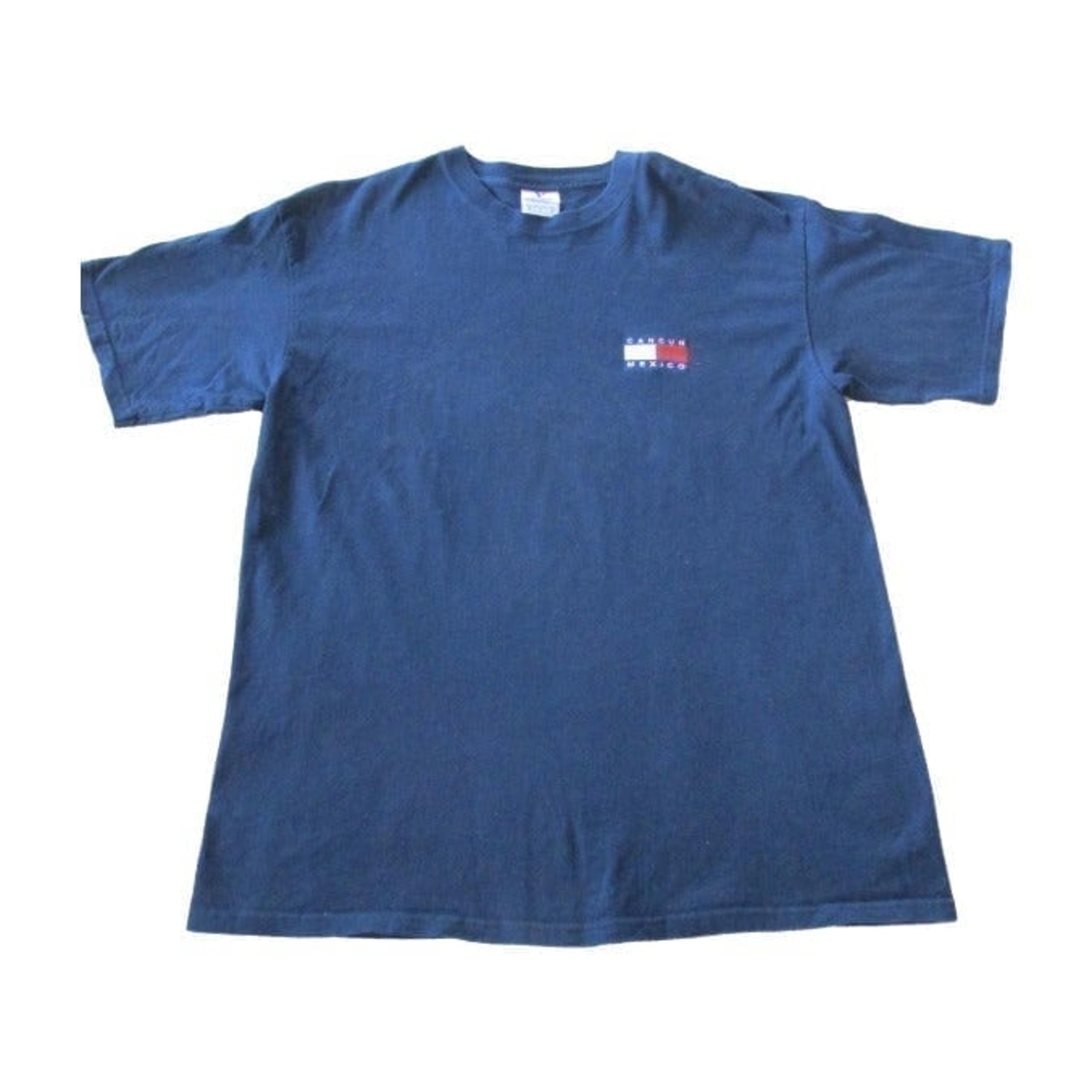Yazbek Cancun Mexico T Shirt Mens Size XL Navy Blue Logo Short Sleeve Pullover