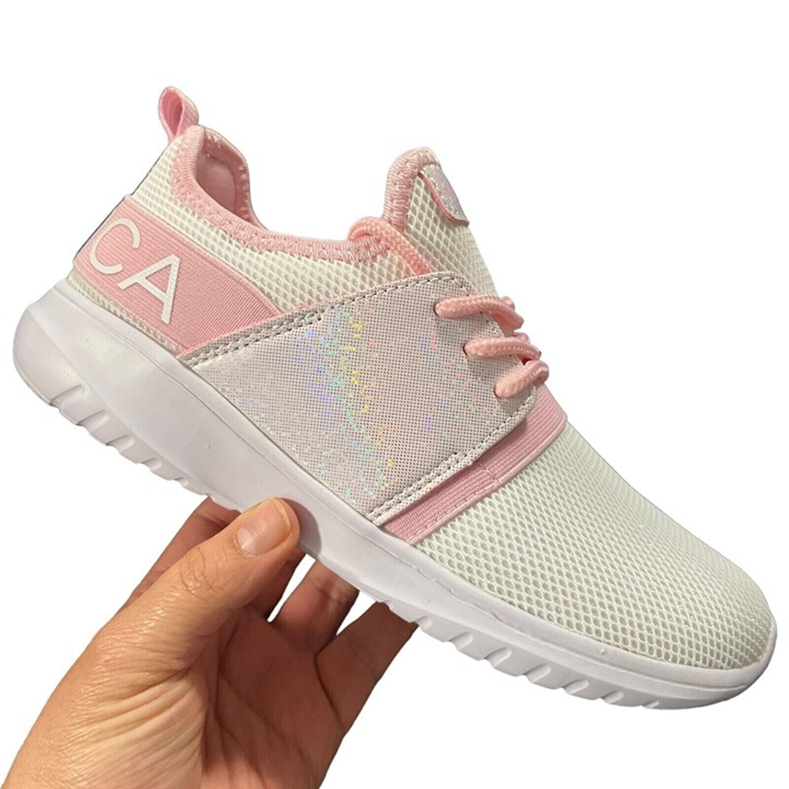 Nautica Girls Fashion Sneakers Size 3 White Pink Lightweight & Comfortable Shoes