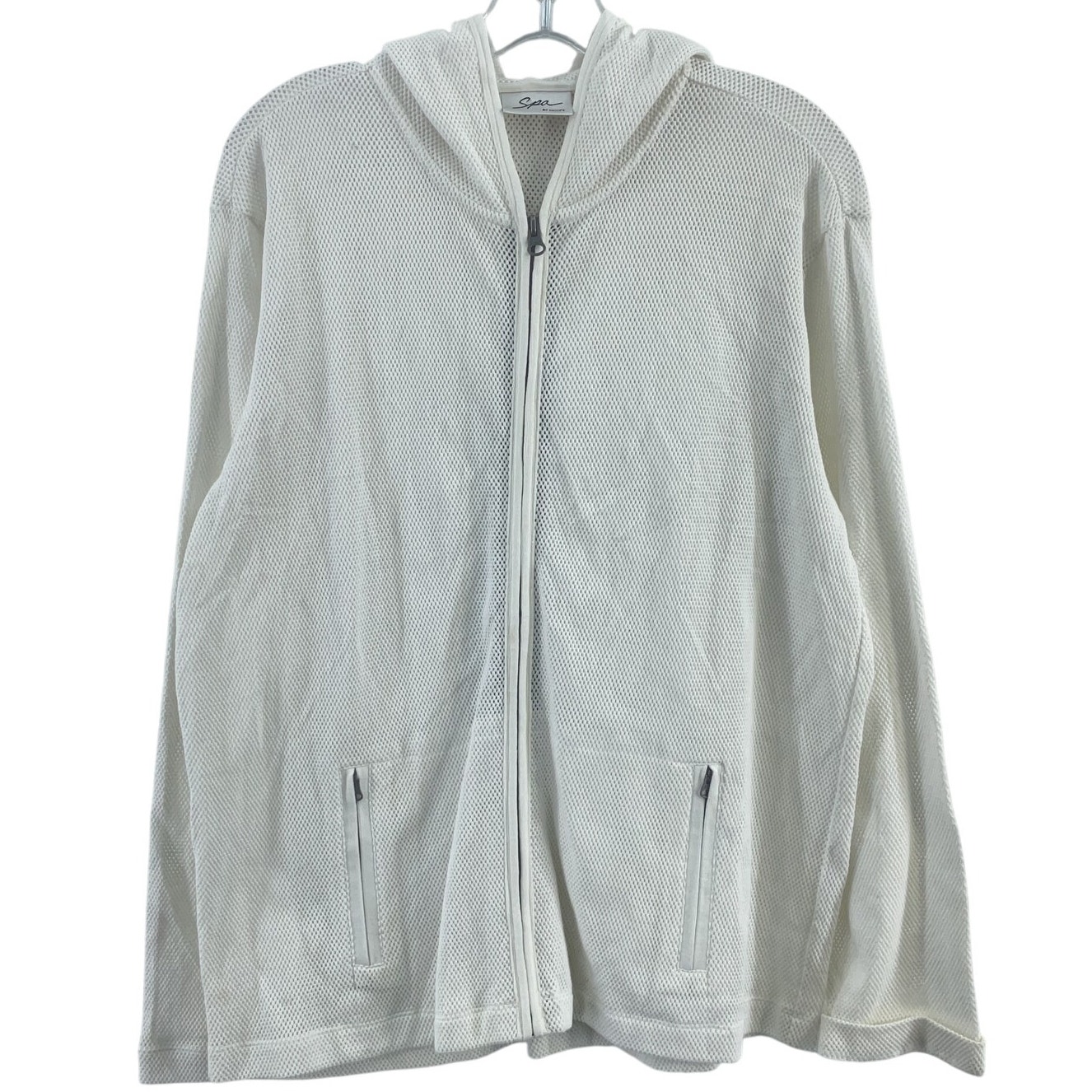 Chico's Women's Large White Perforated Cotton Full Zip Hoodie NWT