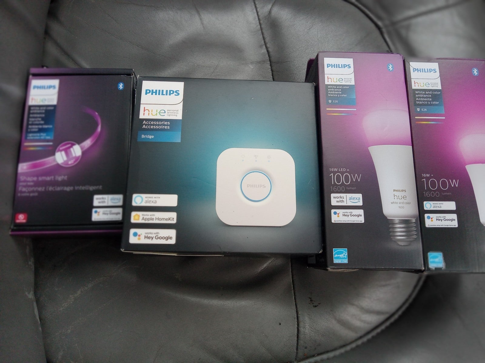 Brand new sealed Philips Hue Bridge, lightbulbs, and lights